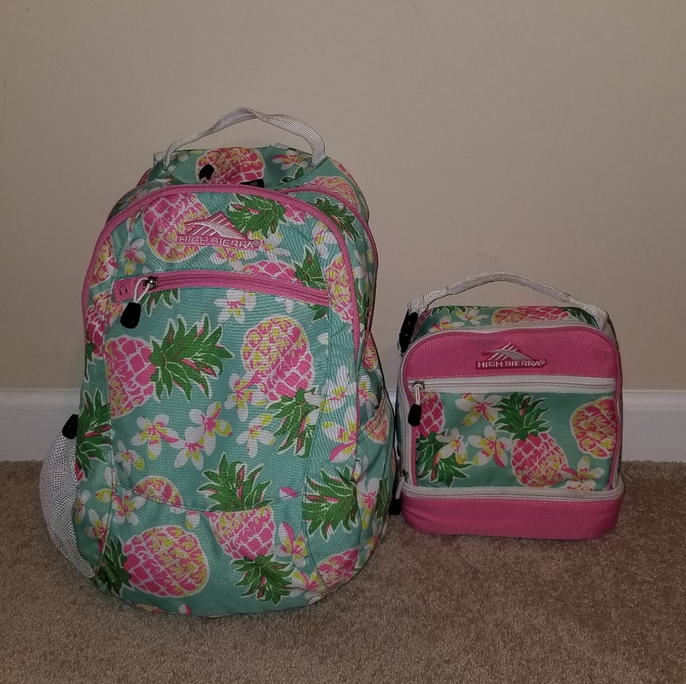 High Sierra Pineapple Party backpack & lunchbox